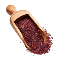 Amaranth seeds spilling from a wooden scoop in a bright, minimalistic setting, amaranth seeds on wooden scoop transparent png