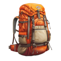 Stylish big camping backpack isolated on transparent background for outdoor adventures and travel essentials, big camping backpack, file of isolated object with shadow on transparent background png