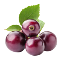 Fresh Bengal currants and carandas plums arranged with leaves on a transparent background, bengal-currants, carandas-plum,isolated on transparent background png