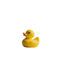 A cheerful yellow rubber duck toy rests on a clean surface, brightening the space with its playful, a yellow rubber duck toy sitting on a surface, transparent background png