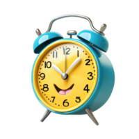 Cartoon alarm clock character with a friendly smile isolated on a transparent background inviting cheerful mornings, Alarm clock cartoon character isolated on transparent background png