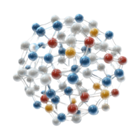 A detailed representation of a biological round molecule against a transparent background showcasing its structural features, Biological round molecule sphere transparent background png