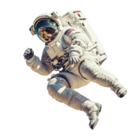 Astronaut floating in space against a transparent background during an extravehicular activity, Astronaut isolated on transparent background png