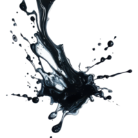 An abstract splash of black ink on a stark transparent background creating a dynamic visual contrast, Abstract Black Ink Splash On transparent background png