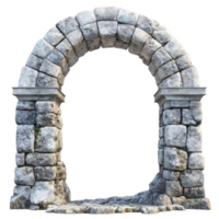 Ancient stone archway on a transparent background highlighting its architectural features and texture, Ancient Stone Archway - transparent background png
