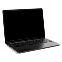 Modern black laptop computer isolated on a clean transparent background for sleek technology presentations, Black Laptop Computer isolated on transparent background png