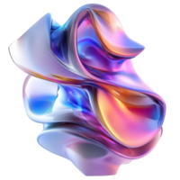 Colorful abstract holographic shapes on a transparent background showcasing unique forms and smooth curves, Abstract Holographic 3D Shapes - On transparent background png