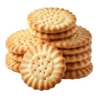 A stack of delicious biscuits isolated on a clean transparent background perfect for snacking or recipes, Biscuits isolated on transparent background png