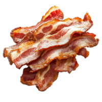 crujiente cocido tocino tiras aislado en un limpiar transparente antecedentes Perfecto para delicioso desayuno o bocadillo ideas, tocino aislado en transparente antecedentes png