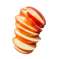 Freshly sliced apple pieces arranged neatly on a clean surface for a bright and inviting display, Apple slices on transparent background png