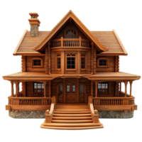 Luxurious wooden home with intricate architecture isolated on transparent background in elegant design, Beautiful wooden luxury home on aisolated on transparent background png