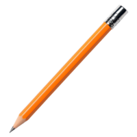 A plain orange office pencil resting on a surface in a well-lit workspace during midday hours, A plain regular orange office pencil png