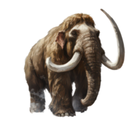 A realistic depiction of a mammoth standing in a snowy landscape with a transparent background, an realistic a mammoth, transparent background. png
