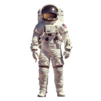An astronaut in a space suit stands against a transparent background while preparing for a space mission, Astronaut isolated on transparent background png