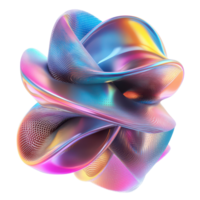 Exploring abstract holographic shapes in vibrant colors set against a clean transparent background, Abstract Holographic 3D Shapes - On transparent background png