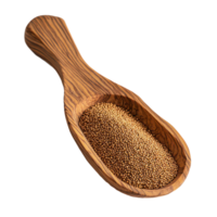 Amaranth seeds in a wooden scoop placed on a transparent background highlighting their texture and natural appeal, amaranth seeds on wooden scoopisolated on transparent background png