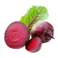 Freshly harvested beetroot with vibrant leaves showcasing earthy colors and natural textures, beetroot vegetables and a half with leaf isolated on transparent background png