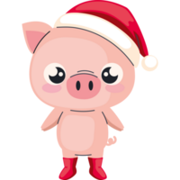 cute animal christmas pig png