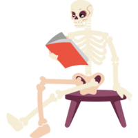 skeleton reading a book png