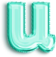 Turquoise Foil Balloon Lowercase Letter U png