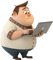 Engaging Cartoon Man Interacts with Tech in Playful Ways. . png