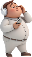 Cheerful Cartoon Man Engages with Tech in Style. . png