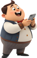Cartoon Man Interacts with Tech Enthusiastically and Creatively. . png