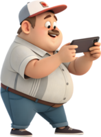 Fun Cartoon Man Embraces Technology in Delightful Adventures. . png