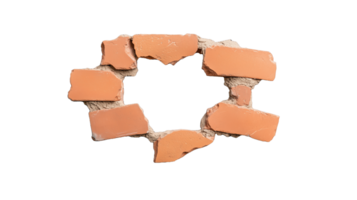 Broken brick wall section with transparent background for design projects png