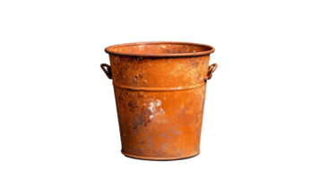 Rusty metal bucket with handles on a transparent background png