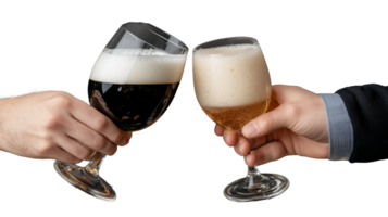Cheers with Beer and Cider Glasses on Transparent Background png