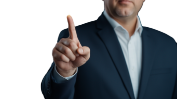 Professional Man Pointing with Index Finger on Transparent Background png