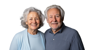 Senior couple smiling together with transparent background showcasing warmth and connection png