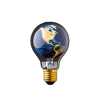 luz lâmpada com terra globo dentro em transparente fundo png
