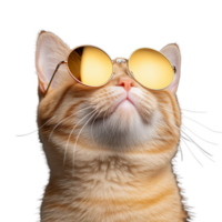 Stylish cat wearing sunglasses on transparent background with playful attitude png