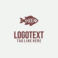 Tidal Line linear fish logo vector