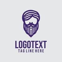 A bearded man with a mustache and beard logo vector