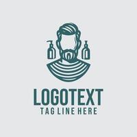 A man with a beard and mustache logo design vector