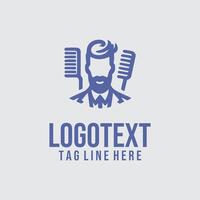 A man with a beard and comb in his hand logo vector