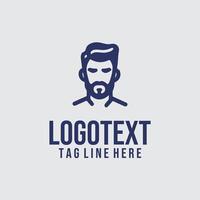 A man with a beard and mustache logo design vector