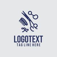 A logo for a barber shop with scissors and combs vector
