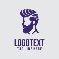 A man with a beard and mustache logo vector