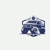 A blue truck logo with a clock on it vector