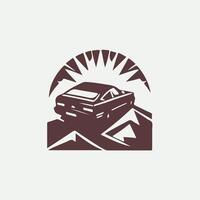 Car logo design with a mountain in the background vector