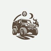 A jeep logo with a moon and a mountain vector