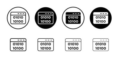 Binary code icon Black and white outline vector