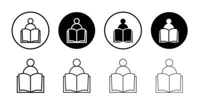 Book open reader icon Black and white outline vector