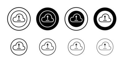 Cloud upload icon Black and white outline vector