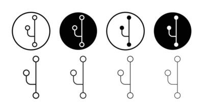 Code branch icon Black and white outline vector