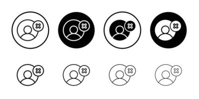 Delete user icon Black and white outline vector